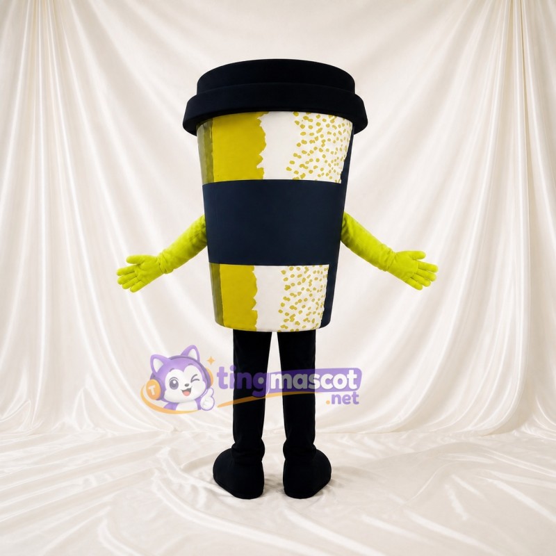 Yellow Coffee Cup Mascot Costume Full Body for Adults Food Events