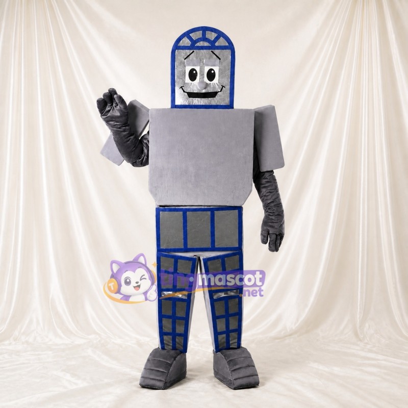 Angular Metallic Robot Mascot Costume Full Body for Adults Tech Events