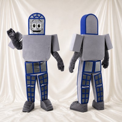 Angular Metallic Robot Mascot Costume Full Body for Adults Tech Events