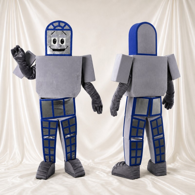 Angular Metallic Robot Mascot Costume Full Body for Adults Tech Events