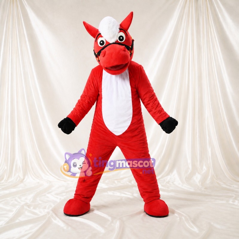 Red Horse Mascot Costume Full Body for Adults School Events