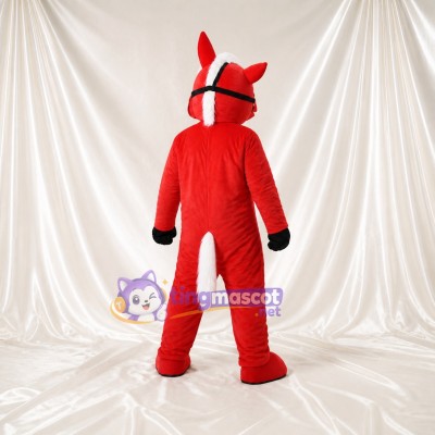 Red Horse Mascot Costume Full Body for Adults School Events