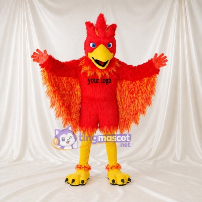 Red Phoenix Mascot Costume Full Body for Adults Sports Events