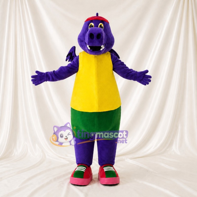 Rounded Bright Dinosaur Mascot Costume Full Body for Adults School Events