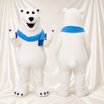 Soft White Polar Bear Mascot Costume Full Body for Adults School Events