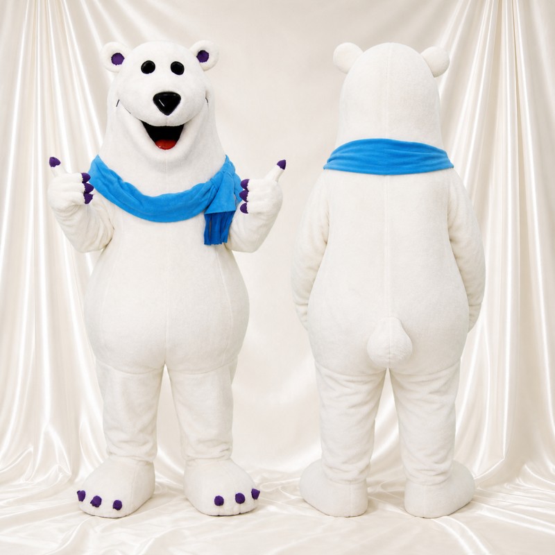 Soft White Polar Bear Mascot Costume Full Body for Adults School Events