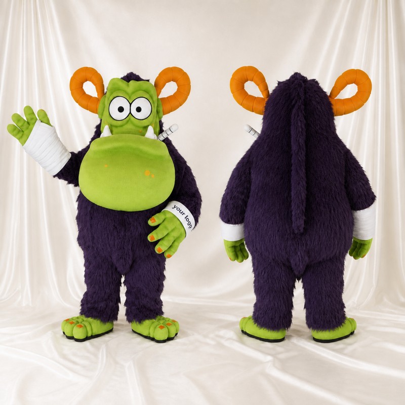 Purple Monster Mascot Costume Full Body for Adults School Events