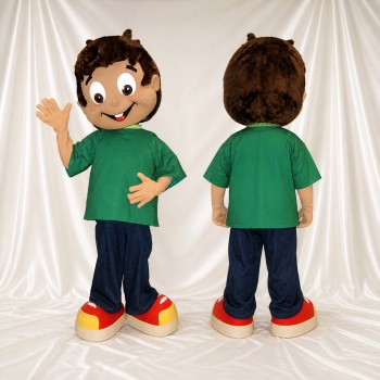Garçon brun Costume de mascotte intégral pour adultes Événements scolaires