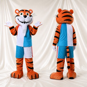 Orangener Tiger Tiger Maskottchenkostüm Ganzkörper für Erwachsene Sportveranstaltungen
