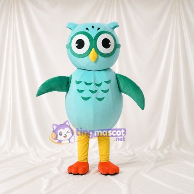 Mint Green Owl Mascot Costume Full Body for Adults School Events