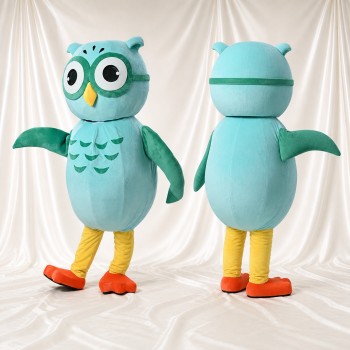 Hibou vert menthe Costume de mascotte intégral pour adultes Événements scolaires