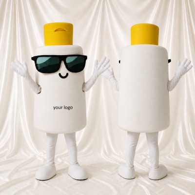 White Bottle Mascot Costume Full Body for Adults Food Events