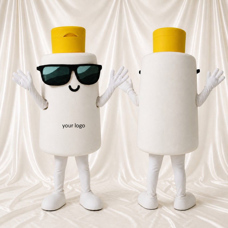 White Bottle Mascot Costume Full Body for Adults Food Events