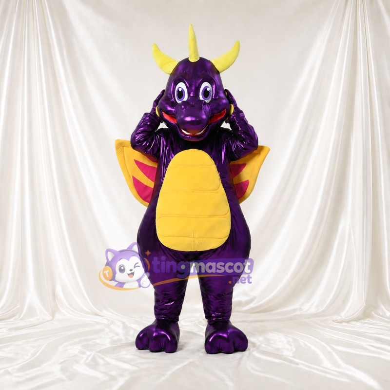 Purple Dragon Mascot Costume Full Body for Adults School Events