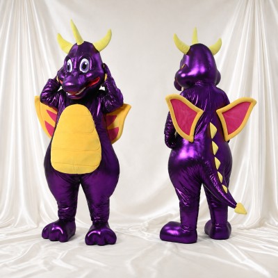 Purple Dragon Mascot Costume Full Body for Adults School Events