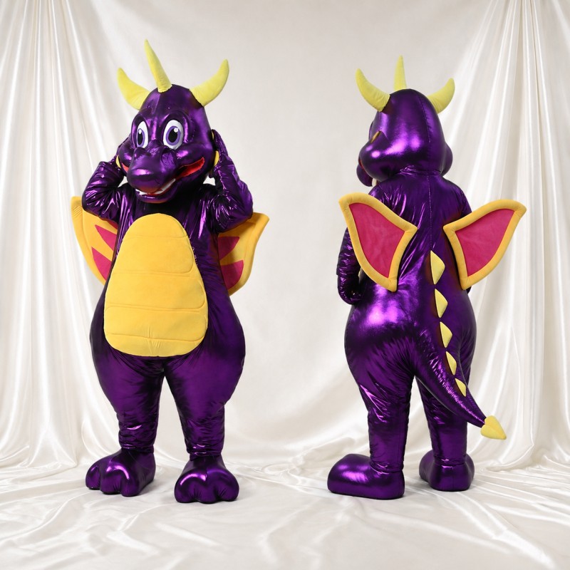 Purple Dragon Mascot Costume Full Body for Adults School Events