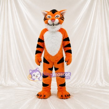 Orange Classic Striped Tiger Mascot Costume Full Body for Adults Sports Events