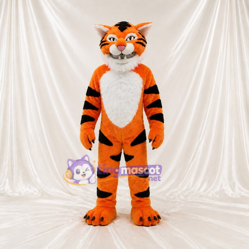 Orange Classic Striped Tiger Mascot Costume Full Body for Adults Sports Events