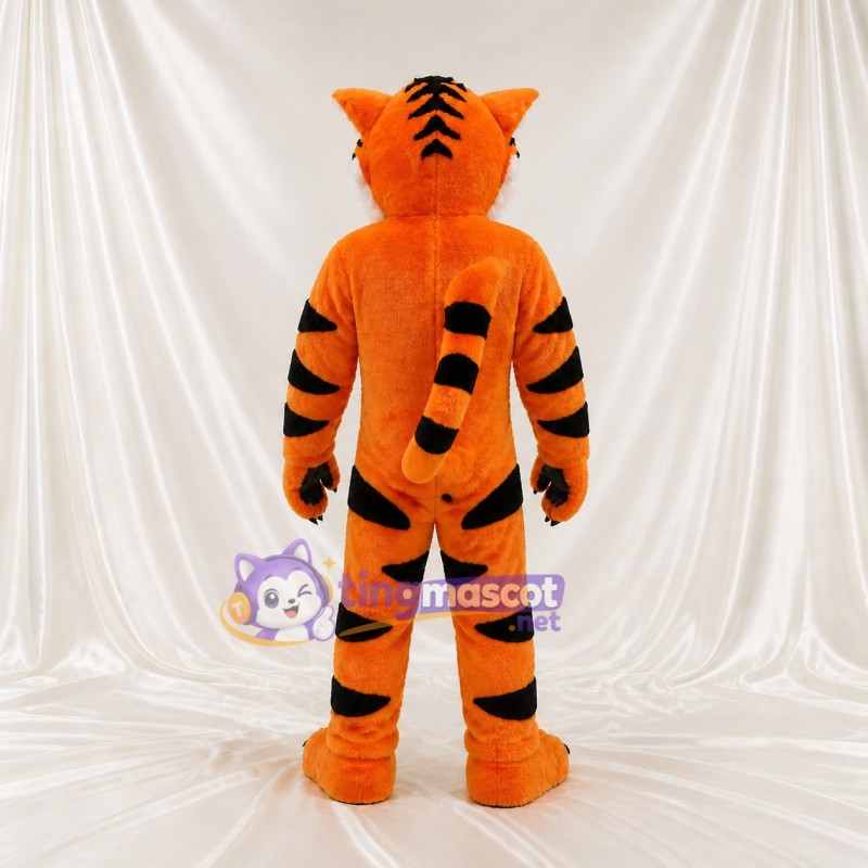 Orange Classic Striped Tiger Mascot Costume Full Body for Adults Sports Events