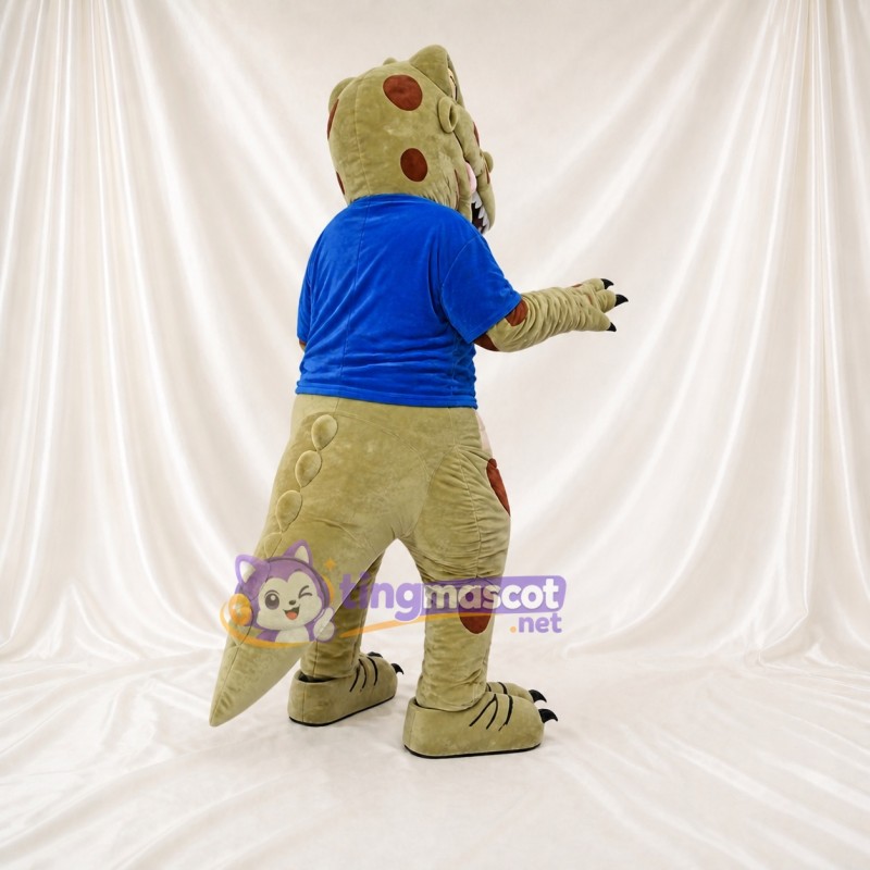 Olive Green Dinosaur Mascot Costume Full Body for Adults Museums