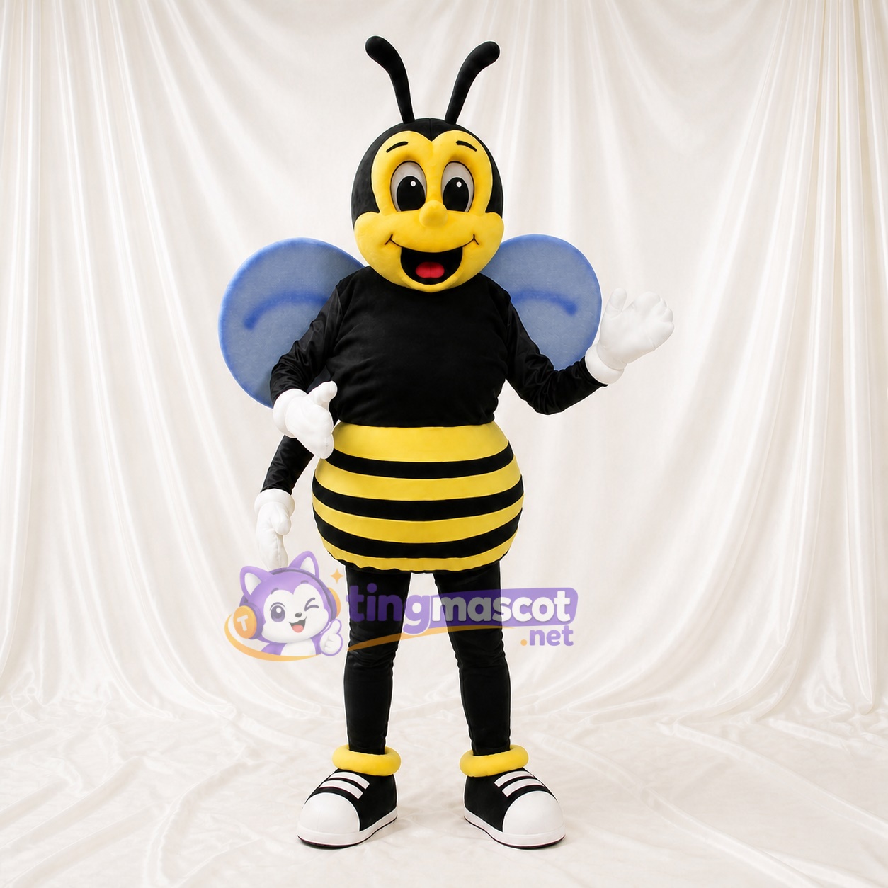 Abeille ronde rayée Costume de mascotte intégral pour adultes Événements scolaires Abeille ronde rayée Costume de mascotte intégral pour adultes Événements scolaires