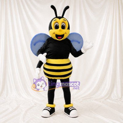 Striped Round Bee Mascot Costume Full Body for Adults School Events