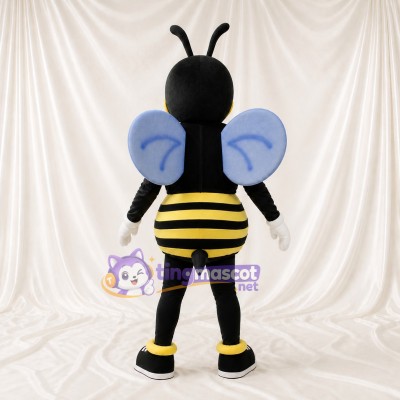 Striped Round Bee Mascot Costume Full Body for Adults School Events
