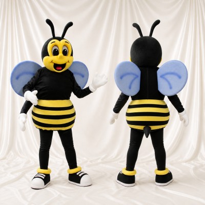 Striped Round Bee Mascot Costume Full Body for Adults School Events