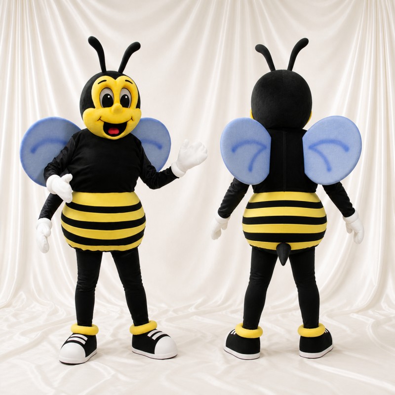 Striped Round Bee Mascot Costume Full Body for Adults School Events