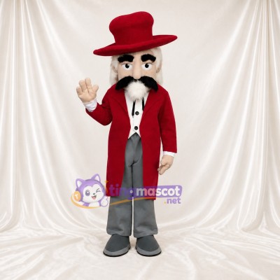 Red Showman Mascot Costume Full Body for Adults Stage Events