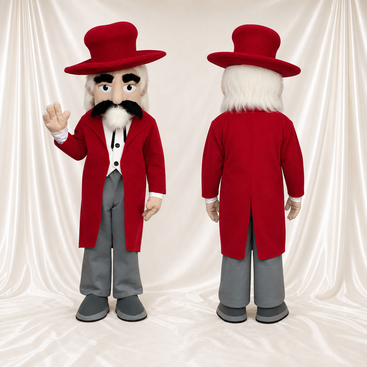 Red Showman Mascot Costume Full Body for Adults Stage Events Red Showman Mascot Costume Full Body for Adults Stage Events