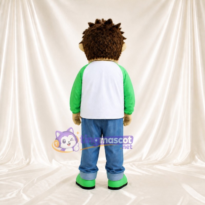 Glasses Spiky Boy Mascot Costume Full Body for Adults School Events