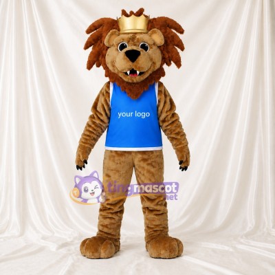 Small Gold Lion Mascot Costume Full Body for Adults Sports Events