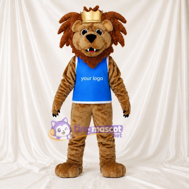 Small Gold Lion Mascot Costume Full Body for Adults Sports Events