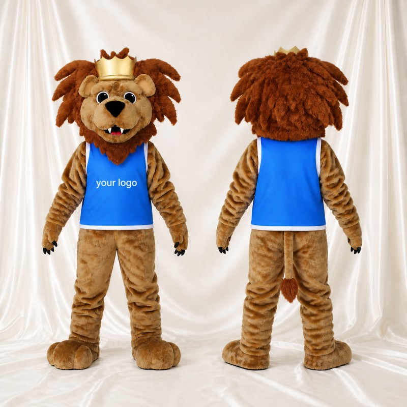 Small Gold Lion Mascot Costume Full Body for Adults Sports Events