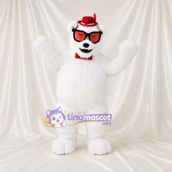 Ours polaire blanc tout doux Costume de mascotte intégral pour adultes Événements scolaires