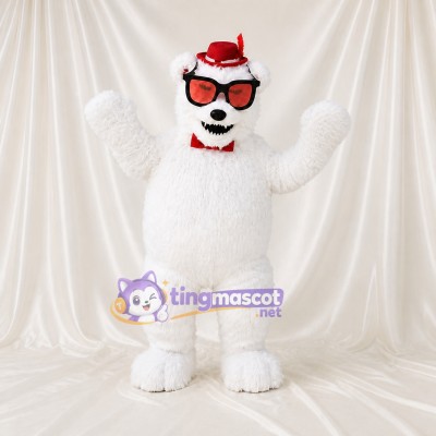 White Soft White Polar Bear Mascot Costume Full Body for Adults School Events