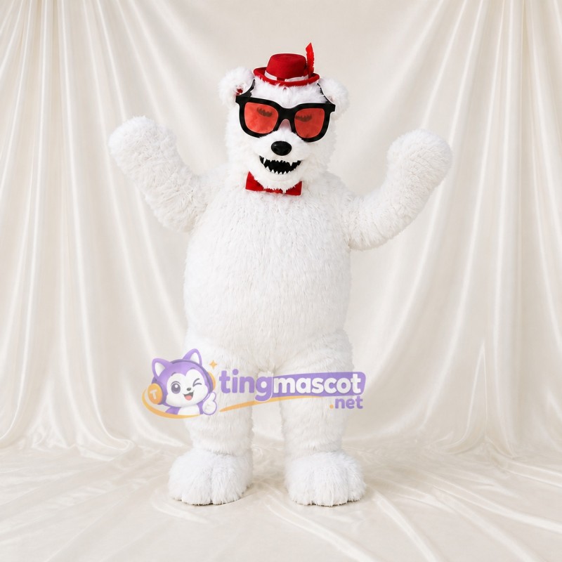 White Soft White Polar Bear Mascot Costume Full Body for Adults School Events