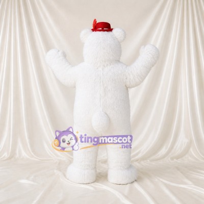 White Soft White Polar Bear Mascot Costume Full Body for Adults School Events