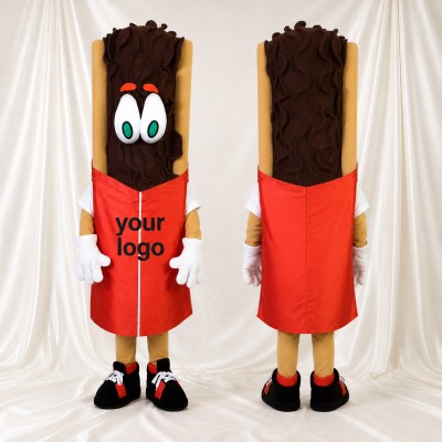 Barre chocolatée brune Costume de mascotte intégral pour adultes Événements gastronomiques