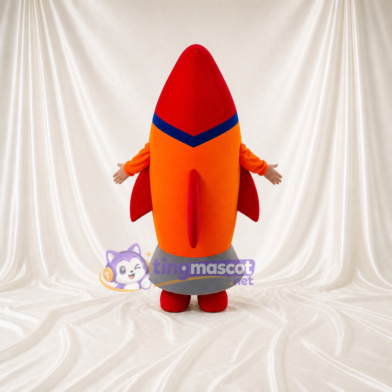 Fusée Orange Costume de mascotte intégral pour adultes Événements scolaires Fusée Orange Costume de mascotte intégral pour adultes Événements scolaires