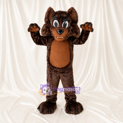 Dark Brown Wolf Mascot Costume Full Body for Adults Sports Events