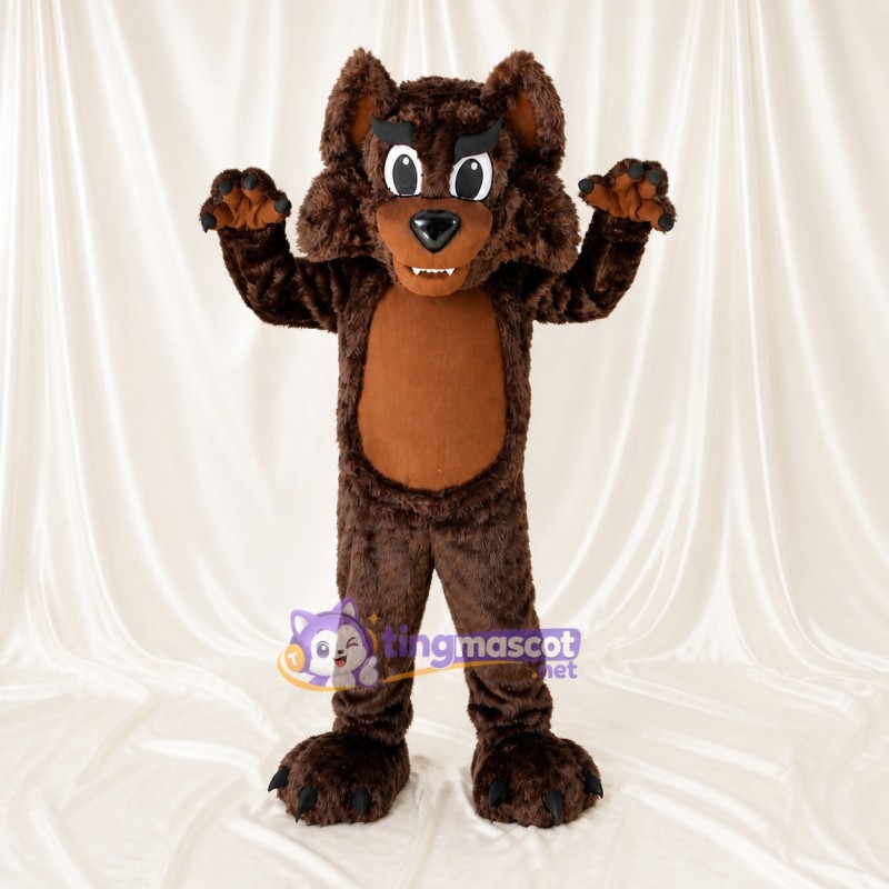 Dark Brown Wolf Mascot Costume Full Body for Adults Sports Events