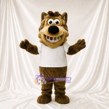 Brown Wolf Mascot Costume Full Body for Adults Sports Events