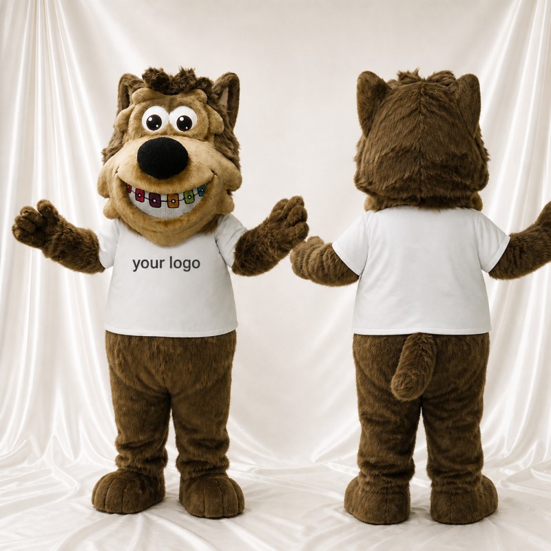 Brown Wolf Mascot Costume Full Body for Adults Sports Events