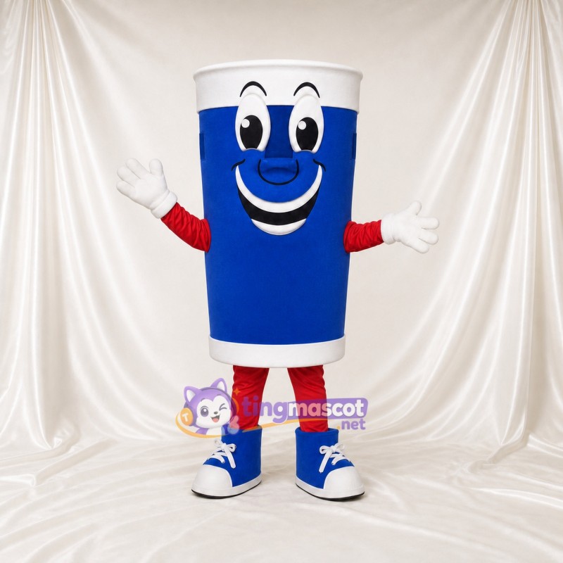 Blue Drink Cup Mascot Costume Full Body for Adults Food Events