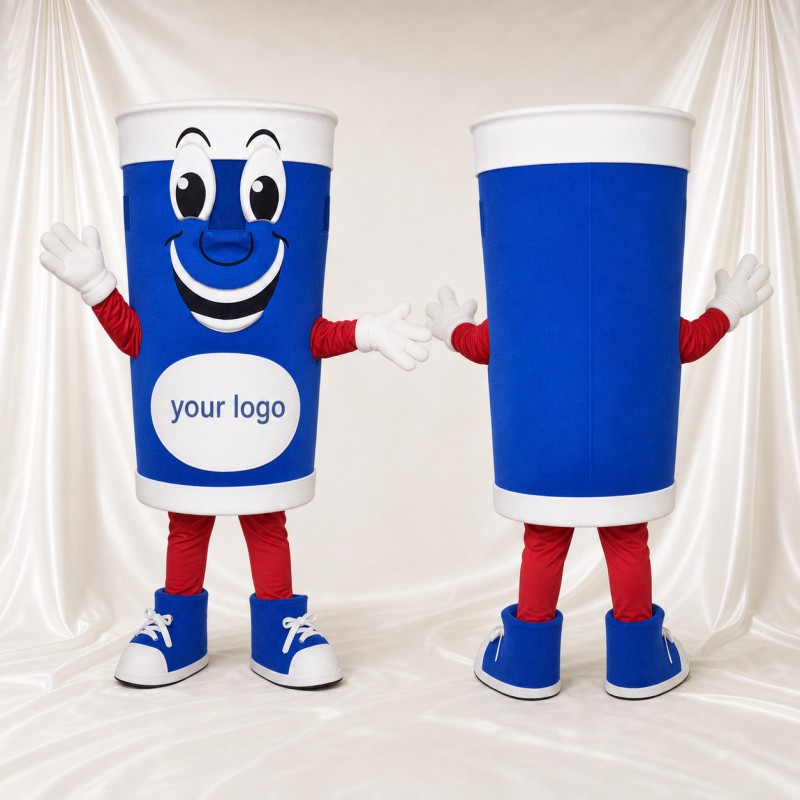 Blue Drink Cup Mascot Costume Full Body for Adults Food Events