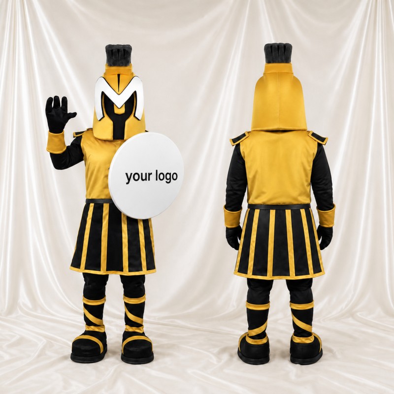 Gold Ancient Warrior Mascot Costume Full Body for Adults Museums