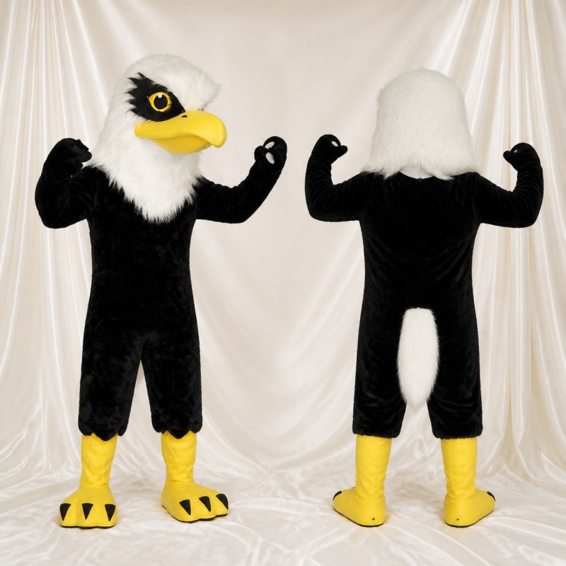 Black Bald Eagle Mascot Costume Full Body for Adults Sports Events