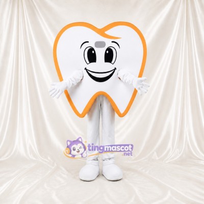 White Tooth Mascot Costume Full Body for Adults School Events